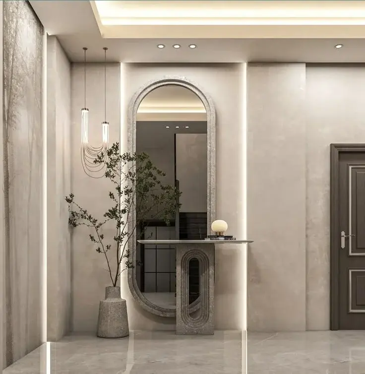 Modern decorative mirrors adding luxury and visual depth to a contemporary interior
