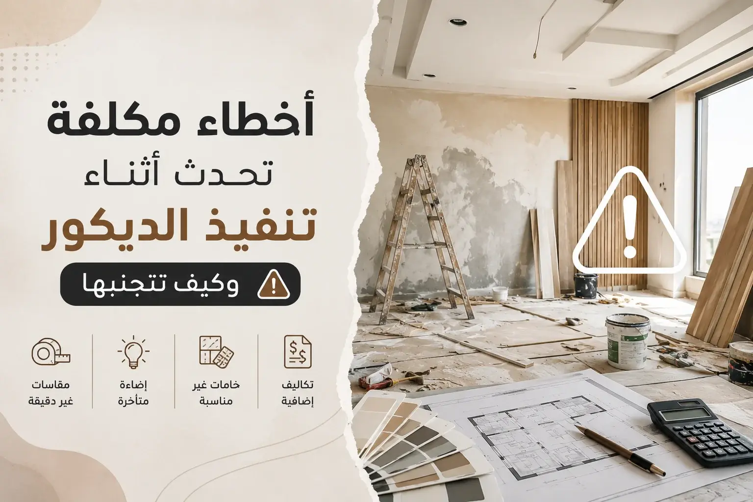 أخطاء مكلفة تحدث أثناء تنفيذ الديكور وكيف تتجنبها