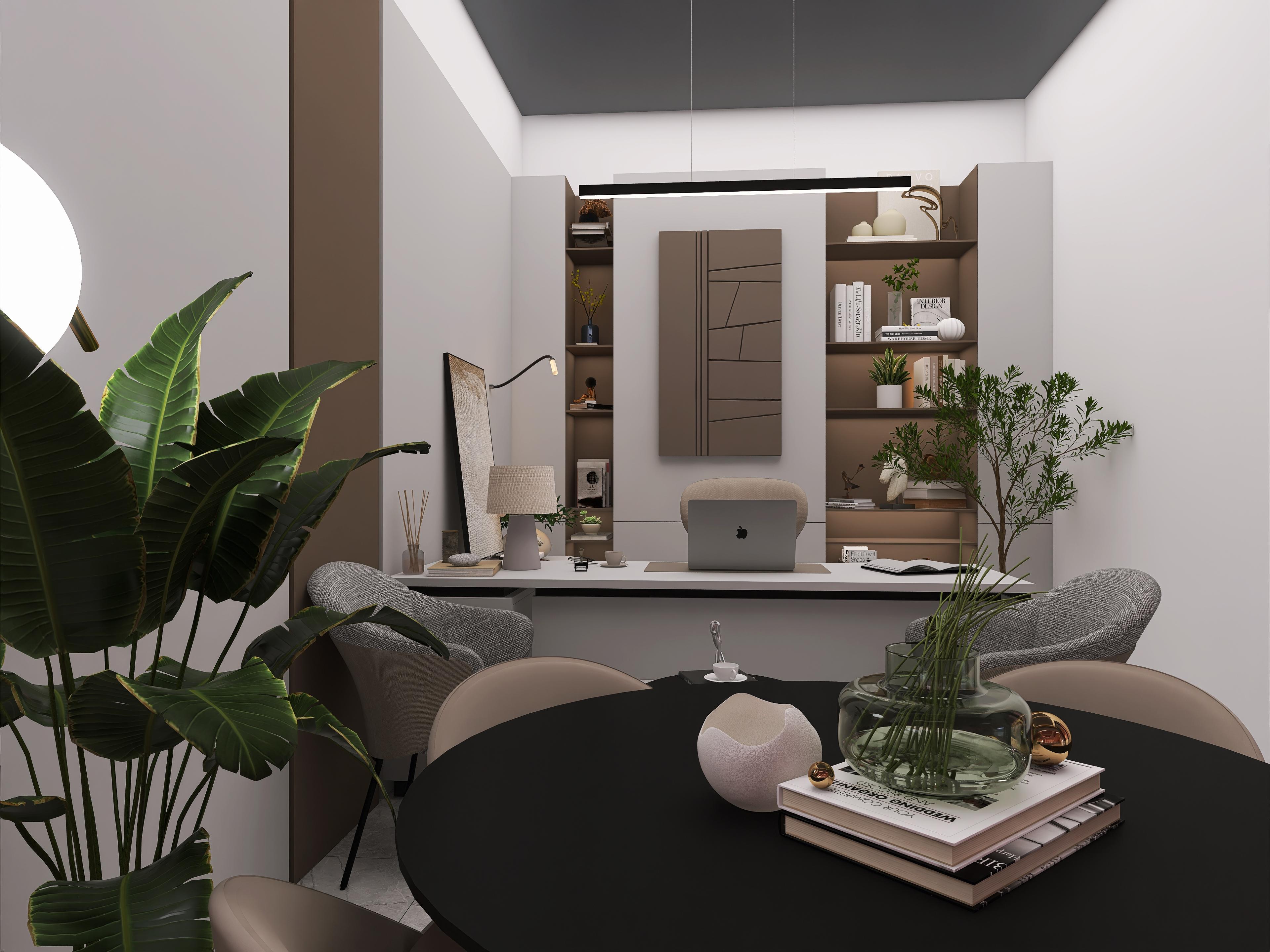 Modern Executive Office with Warm Neutral Details
