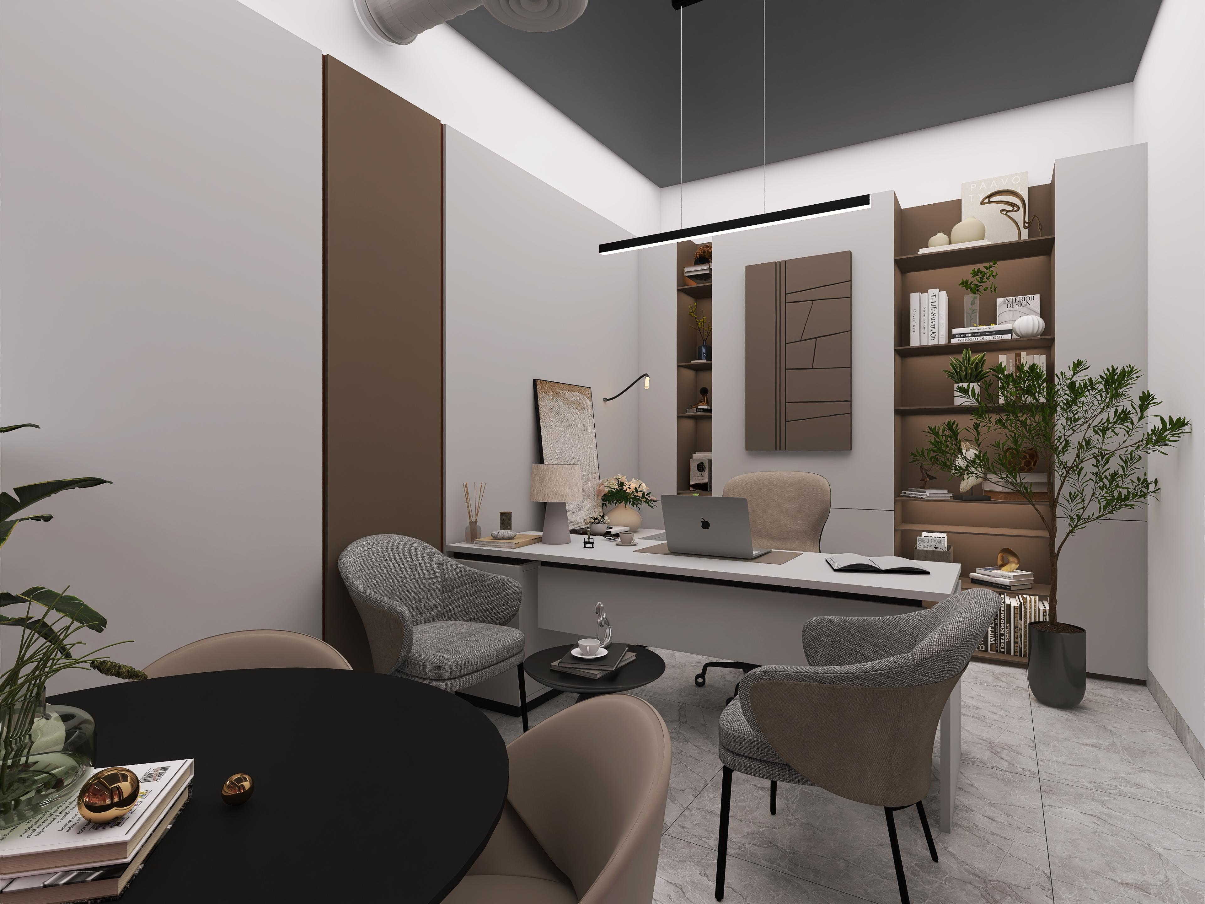 Modern Executive Office with Warm Neutral Details 2