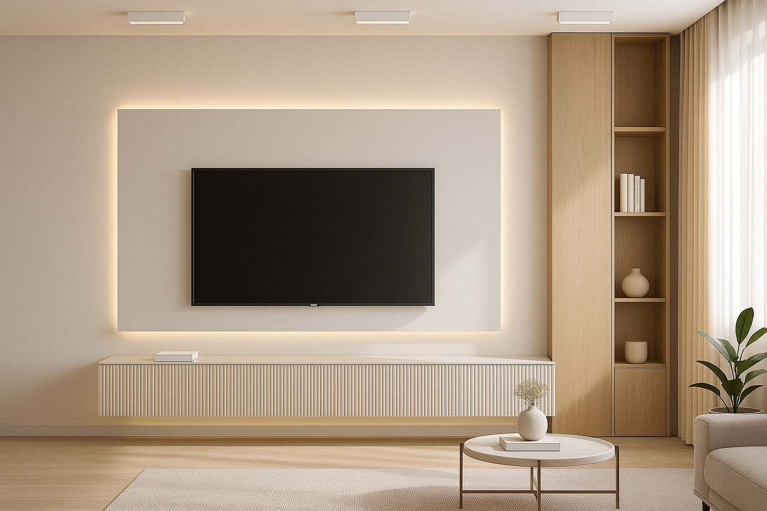 Modern TV Unit with Illuminated Frame