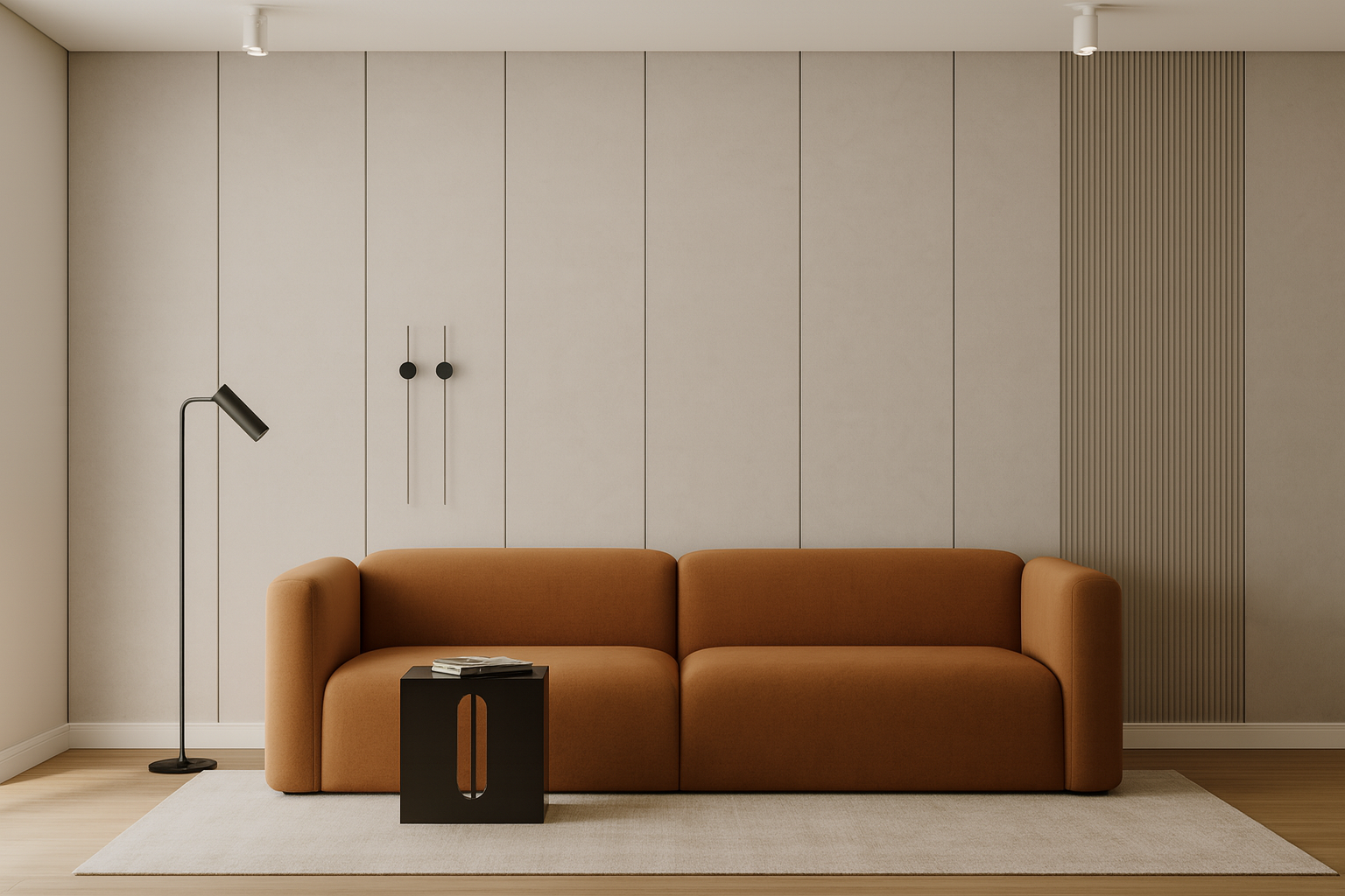 جدار ديكوري مودرن ببديل شيبورد وخطوط طولية ناعمة