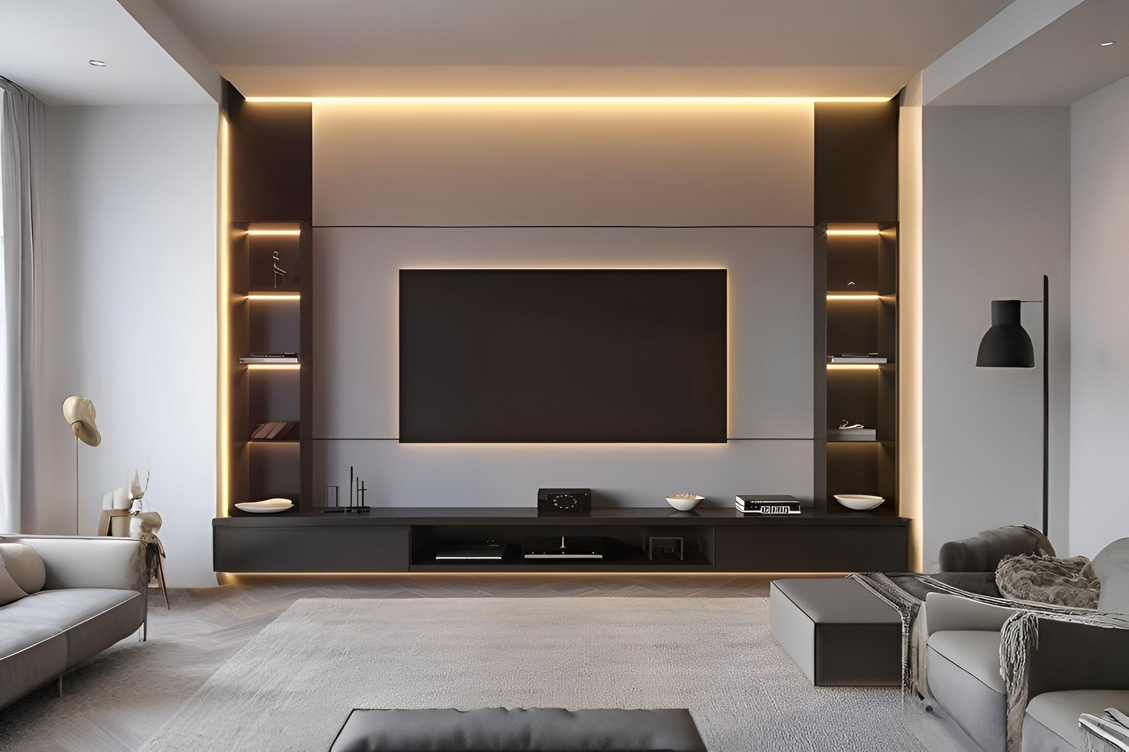 جدار التلفاز العصري الأسود