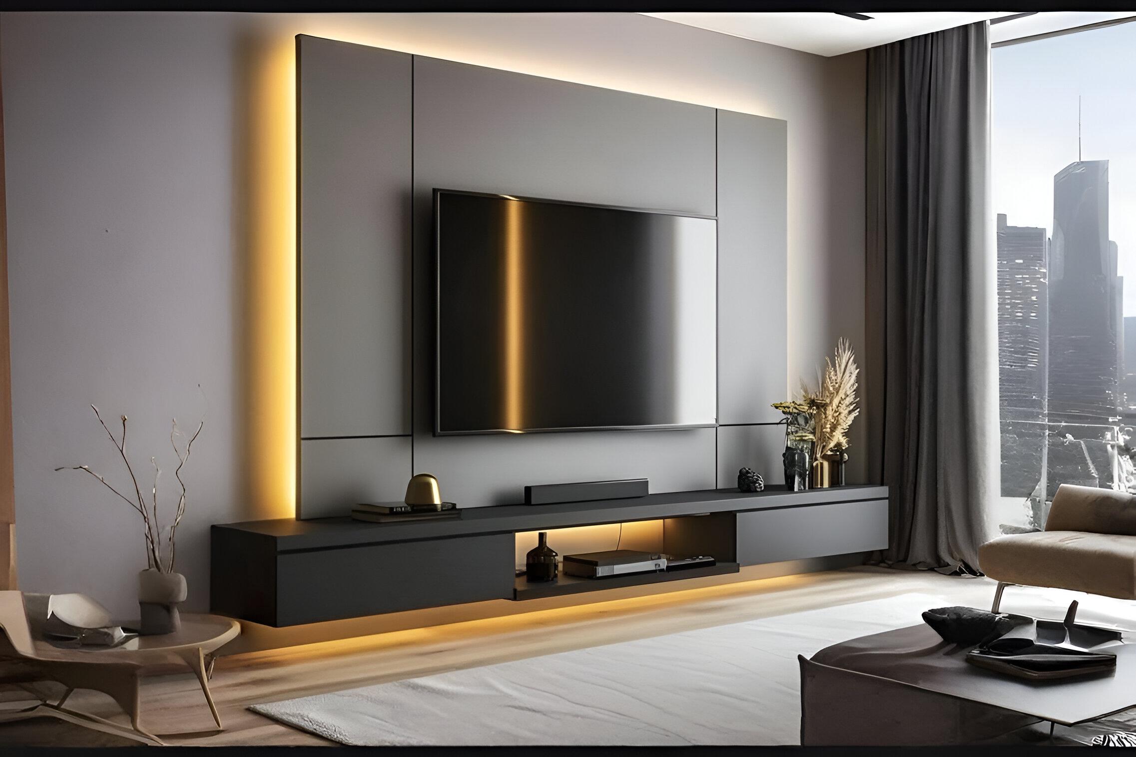 وحدة التلفاز العصرية الرمادية